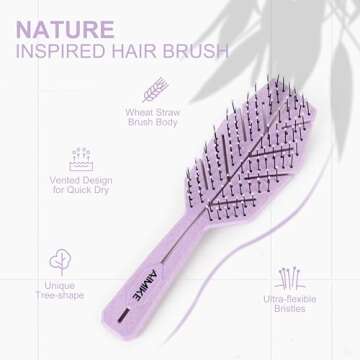 AIMIKE Detangling Hair Brush, Bio-based Detangler Brush w/Soft Bristles, Detangling Brush Gently Loo...