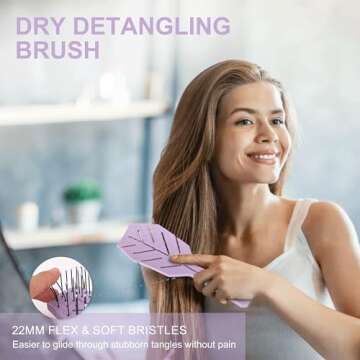 AIMIKE Detangling Hair Brush, Bio-based Detangler Brush w/Soft Bristles, Detangling Brush Gently Loosens Tangles, Hairbrush for Women, Curly, Straight & Wet Dry Hair, Kids Detangle Brush, 1pc