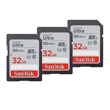 SanDisk Ultra 32GB 3-Pack SDHC UHS-I Memory Card - Reliable Storage for Cameras