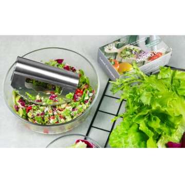 Stainless Steel Salad Knife Chopper with Cover