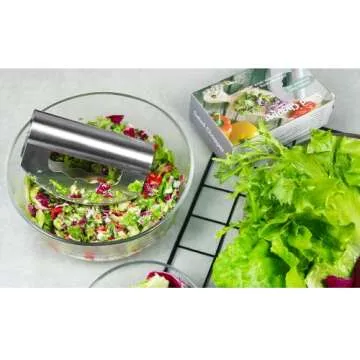 Stainless Steel Salad Knife Chopper with Cover