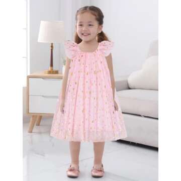 AGQT Toddler Girls Tulle Tutu Dress with Sequins - Perfect for Parties & Weddings Size 3-4T