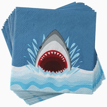 Gersoniel Shark Paper Napkins Ocean Theme Party Napkins Disposable Shark Plates and Napkins Cocktail...