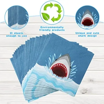 Gersoniel Shark Napkins for Ocean Theme Birthday Parties