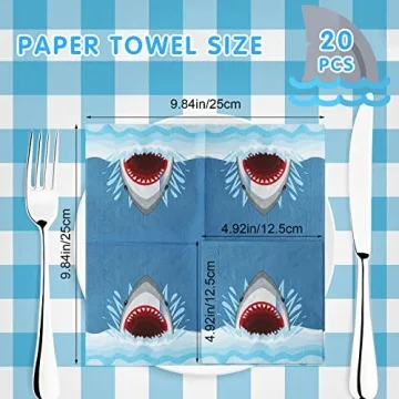 Gersoniel Shark Napkins for Ocean Theme Birthday Parties