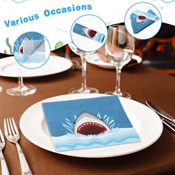 Gersoniel Shark Napkins for Ocean Theme Birthday Parties