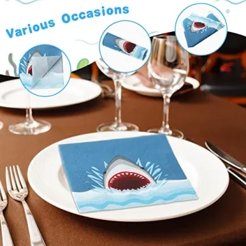 Gersoniel Shark Napkins for Ocean Theme Birthday Parties