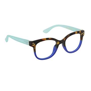 Peepers by PeeperSpecs Women's Walking on Sunshine Soft Square Blue Light Blocking Reading Glasses, Tortoise/Aqua, 50 + 2.5