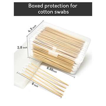 500PCS Precision Gun Cleaning Swabs, 6 Inch Pointed Cotton Swabs with Storage Case - Lint Free Sturdy Cotton Swabs with Bamboo Handle - Long Cotton Swab for Gun Cleaning, Makeup, Electronic