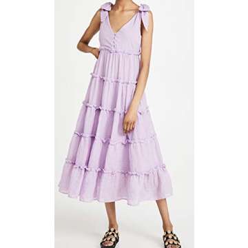 English Factory Women's Tiered Midi Dress, Lilac, Purple, XS