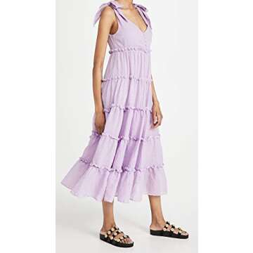 English Factory Women's Tiered Midi Dress, Lilac, Purple, XS