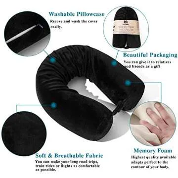 LEISIME Twist Memory Foam Travel Pillow for Neck, Chin, Lumbar and Leg Support - for Traveling on Airplane, Train, Bus or at Home - Adjustable, Bendable Roll Pillow with Washable Soft Cover (Black)