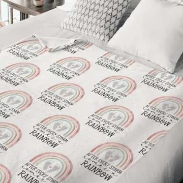 HawSkgFub Boho After Every Storm Comes A Rainbow Baby Blanket Girls Gift, Pink Footprint Inspirational Flannel Fleece Nursery Bed Blankets, Soft Lightweight Newborn Infant Toddler Crib Bedding 30 x 40