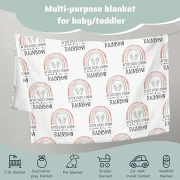 HawSkgFub Boho After Every Storm Comes A Rainbow Baby Blanket Girls Gift, Pink Footprint Inspirational Flannel Fleece Nursery Bed Blankets, Soft Lightweight Newborn Infant Toddler Crib Bedding 30 x 40