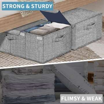Hoyula Deep Under Bed Storage Container, 2 Pack 10" High 31" Long Large Underbed Box Storage Bins with Lids and Hard Bottom, for Closet, Bedroom, Dorms, Clothes, Bed sheets, blankets, Dark Gray