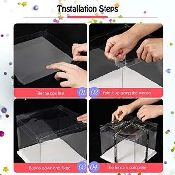 Jetec 4 Pcs Clear Cake Box with Ribbon 10 x 10 x 9 Inch Transparent Tall Cake Carrier Box with Lids Pet Clear Gift Pack for 8 Inch Carry Wedding Birthday Anniversary Baking Dessert Display