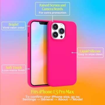 FELONY CASE - iPhone 13 Pro Max Case - Neon Pink Silicone Phone Cover | Liquid Silicone with Anti-Sc...
