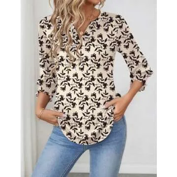 Trendy LOMON 3/4 Sleeve Tops for Women