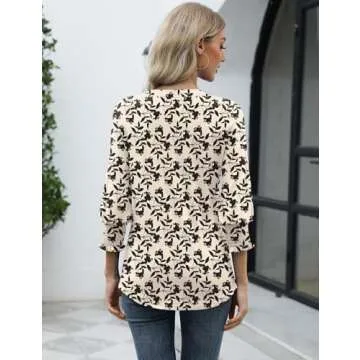 Trendy LOMON 3/4 Sleeve Tops for Women
