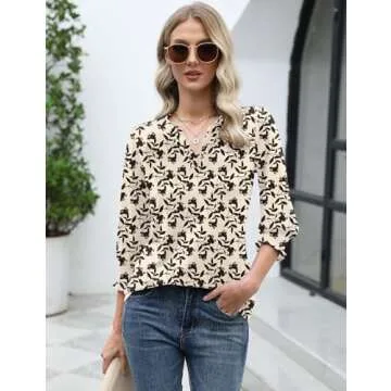 Trendy LOMON 3/4 Sleeve Tops for Women