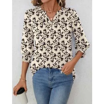 Trendy LOMON 3/4 Sleeve Tops for Women