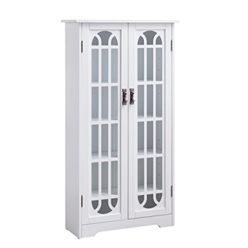 SEI Furniture Window Pane Storage Adjustable Shelves Display Cabinet, White