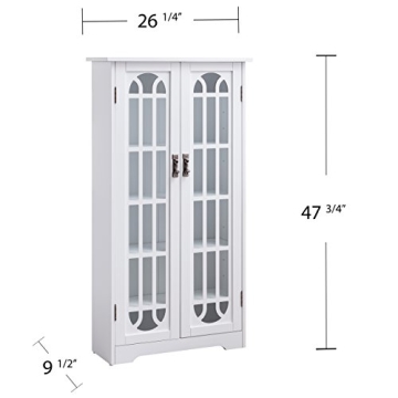 SEI Furniture Window Pane Storage Display Cabinet, White