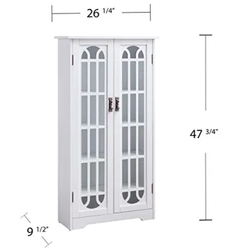 SEI Furniture Window Pane Storage Display Cabinet, White