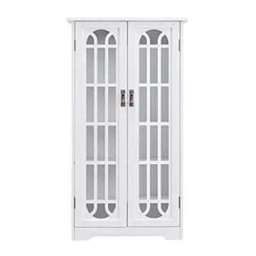 SEI Furniture Window Pane Storage Display Cabinet, White