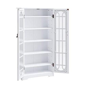 SEI Furniture Window Pane Storage Display Cabinet, White