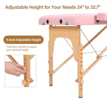 PrimeZone Portable Massage Table - Adjustable Lash Bed and Spa Table