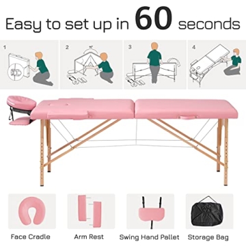 PrimeZone Portable Massage Table - Adjustable Lash Bed and Spa Table