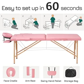 PrimeZone Portable Massage Table - Adjustable Lash Bed and Spa Table