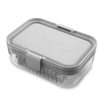 PackIt Mod Lunch Bento Food Storage Container, Steel Gray, Shatterproof Crystal Clear Base, with Lea...