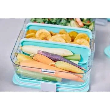 PackIt Mod Lunch Bento Food Storage Container, Steel Gray, Shatterproof Crystal Clear Base, with Leak-resistant Dividers and Lid, Microwavable, Dishwasher Safe, Perfect for Meal Prep