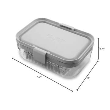 PackIt Mod Lunch Bento Food Storage Container, Steel Gray, Shatterproof Crystal Clear Base, with Leak-resistant Dividers and Lid, Microwavable, Dishwasher Safe, Perfect for Meal Prep