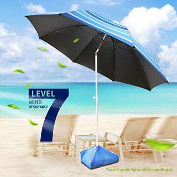 8FT Beach Umbrella with UPF 50+ UV Protection