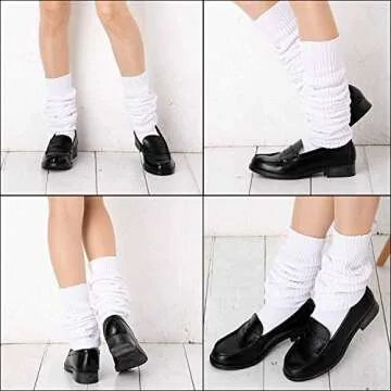 Stageya Loose Socks Japanese Student Girl's Socks White Leg Warmer Bubble Slouch Socks 23.6 Inches