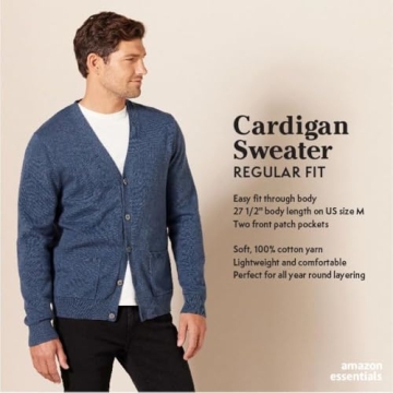 Amazon Essentials Men's Cotton Cardigan - Brown Heather