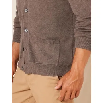 Amazon Essentials Men's Cotton Cardigan - Brown Heather