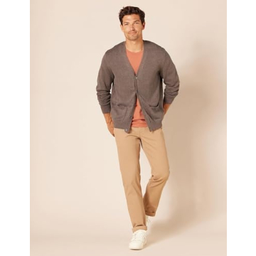 Amazon Essentials Men's Cotton Cardigan - Brown Heather