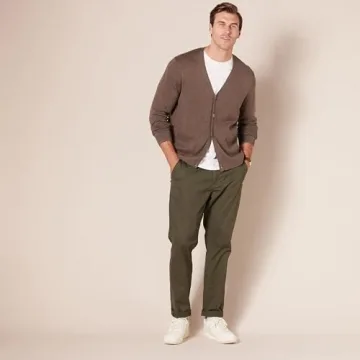 Amazon Essentials Men's Cotton Cardigan - Brown Heather