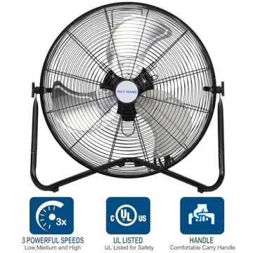 BILT HARD 20" High Velocity Floor Fan, 4600 CFM 3-Speed Industrial Shop Fan with Wall-Mounting System, Heavy Duty Metal Fan for Garage Workshop and Warehouse, 2 Pack