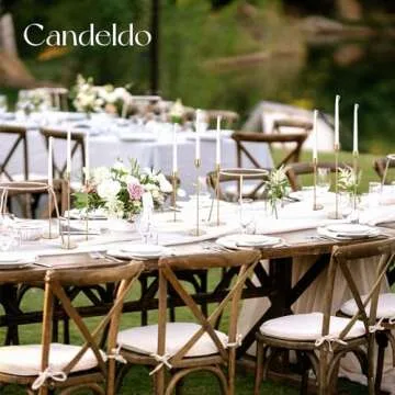 Candeldo Gold Taper Candle Holders: Tall Candlestick Holder for Table Centerpiece Set of 3 Metal Brass Candles Stick Holders Stand Brushed Wedding Decor