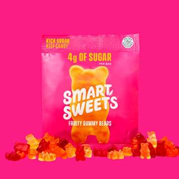 SmartSweets Fruity Gummy Bears, 1.8oz (Pack of 12), Variety of Flavors, Candy with Low Sugar (4g), Low Calorie (110), No Artificial Sweeteners, Gluten-Free, Healthy Snack for Kids & Adults