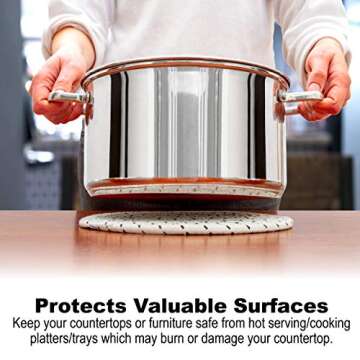 Round Cotton Trivets Set of 4 in Glam by Beets & Berry, 7 inch and 9 inch Diameter, Pot Holders, Hot Pads, Hot Mats, 100% Pure Eco Cotton, Boho, Farmhouse, Mid Century Modern, Kitchen Decor