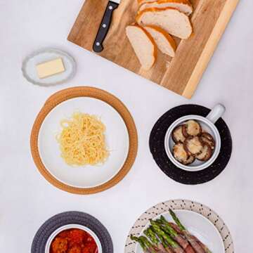 Round Cotton Trivets Set of 4 in Glam by Beets & Berry, 7 inch and 9 inch Diameter, Pot Holders, Hot Pads, Hot Mats, 100% Pure Eco Cotton, Boho, Farmhouse, Mid Century Modern, Kitchen Decor