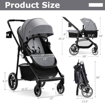 INFANS 2 in 1 Baby Stroller for Infants with Canopy