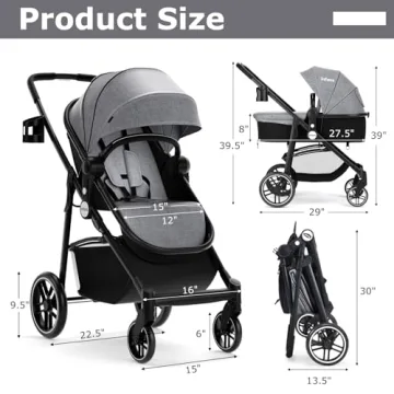 INFANS 2 in 1 Baby Stroller for Infants with Canopy