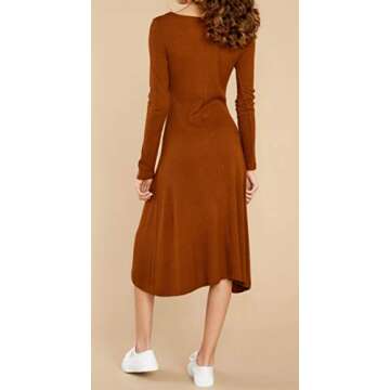 R.Vivimos Women's Winter Cotton Long Sleeves V-Neck Casual Button Down Knit Sweater Midi Dress (Medi...